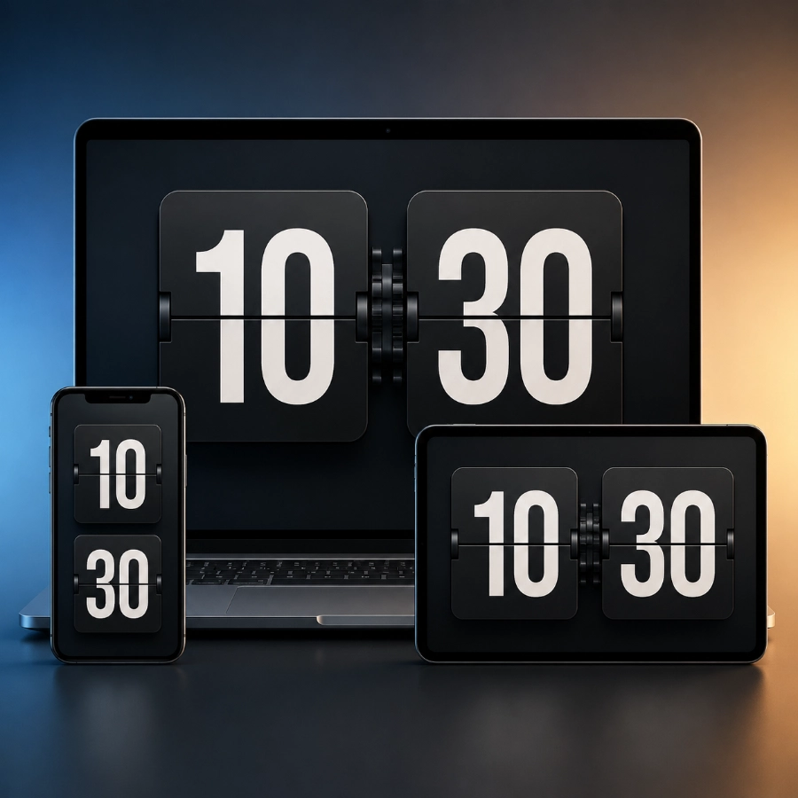 Clean digital clock display